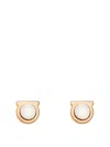 Ferragamo Gold Gancini Pearl Earrings