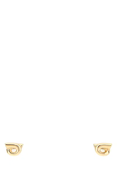 Ferragamo Metal Earrings With Compact 1 Cm X 0.5 Cm Profile In Gold