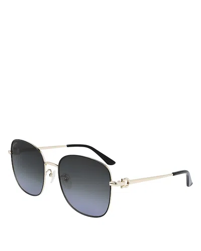 Ferragamo Metal Gancini Square Sunglasses, 60mm In Orange