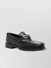 Ferragamo Metal Hardware Round Toe Rubber Sole Moccasin In Grey