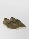 Ferragamo Metal Hardware Suede Loafers In Green