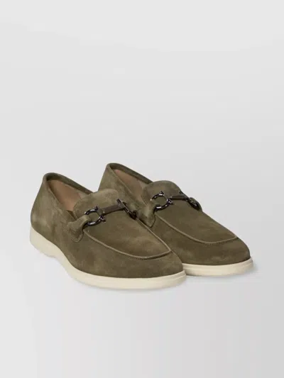FERRAGAMO METAL HARDWARE SUEDE LOAFERS