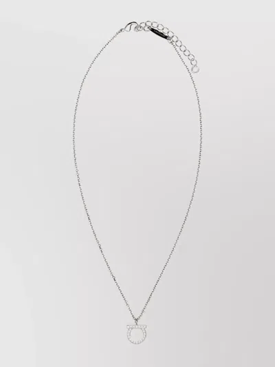 Ferragamo Metal Necklace With Adjustable Chain And Pendant