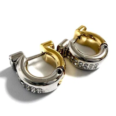 Pre-owned Ferragamo Metal Rhinestone Hoop Earrings () In Multi