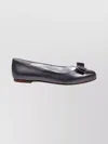 Ferragamo Metallic Ballerina Shoes Bow Detail In Black