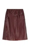 Ferragamo Metallic-chiffon Midi Skirt In Burgundy
