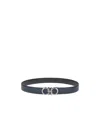 Ferragamo Adjustable Reversible Leather Belt With Metal Buckle In Black