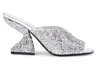 Pre-owned Ferragamo Metallic Glitter Sandals (women's) Sneakers In Gray
