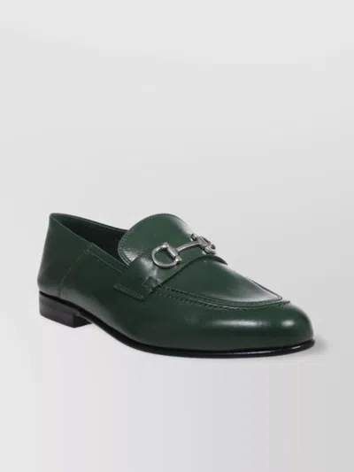 Ferragamo Metallic Hardware Loafer Round Toe In Green
