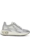 Ferragamo Leather And Fabric Low-top Sneakers In Metallic