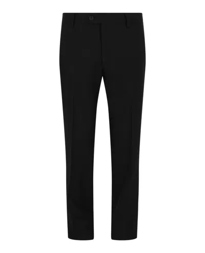 Ferragamo Metallic Striped Trousers In Black
