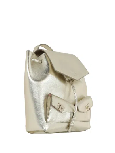 Ferragamo Metallic-finish Leather Backpack In Gold