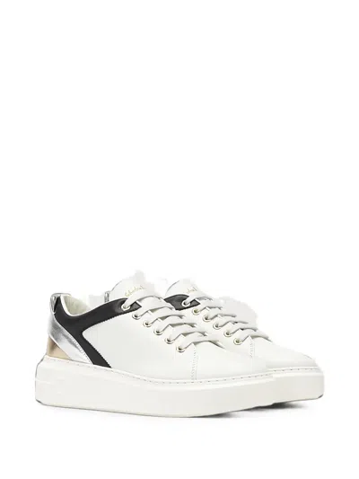 Ferragamo Metallic-panel Leather Sneakers In White