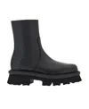 Ferragamo Textured Leather Klem Booties With Carrion Sole In Black