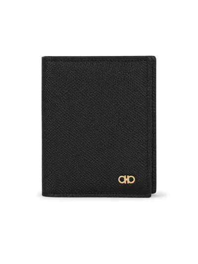 FERRAGAMO MICRO BLACK LEATHER CARD HOLDER