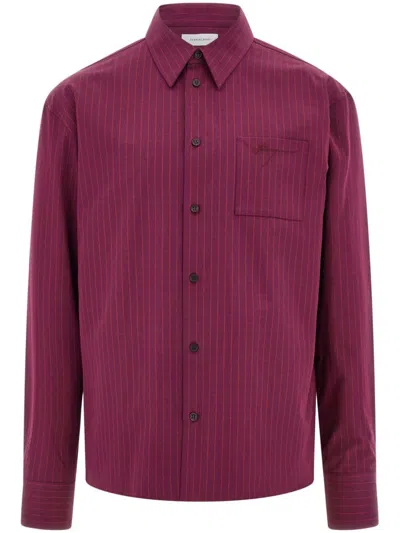 Ferragamo Micro-check Long-sleeve Shirt In Red