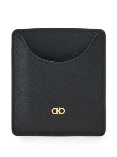 Ferragamo Micro Gancini Business Card Holder In Black