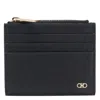 Ferragamo Micro Gancini Textured Finish Clutch Cards Holder In Black