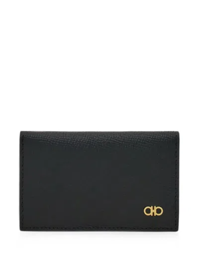 Ferragamo Micro Gancini Credit Card Holder In Black