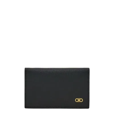Ferragamo Micro Gancini Credit Card Holder In Blue