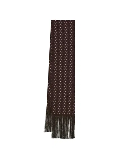 Ferragamo Micro Gancini Print Silk Scarf In Brown