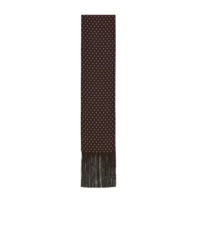 Ferragamo Micro Gancini Print Silk Scarf In Burgundy