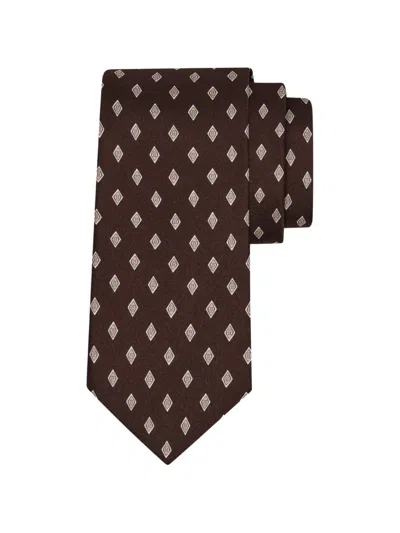 Ferragamo Herren Seidenkrawatte Mit Mikro-gancini-print In Brown