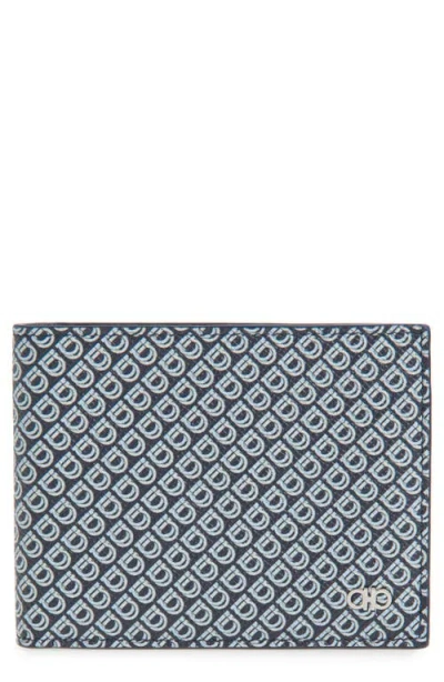 Ferragamo Micro Gancio Bifold Wallet In Blue