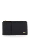 Ferragamo Gancini Leather Cardholder In Black