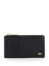 Ferragamo Gancini Leather Cardholder In Black