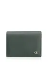 Ferragamo Micro Gancio Business Card Card Case With Zip Wallets Green In Green