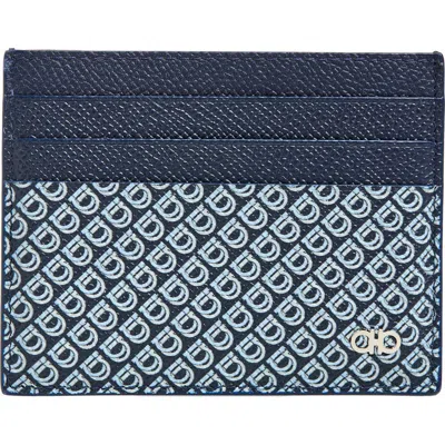Ferragamo Micro Gancio Card Holder In Blue
