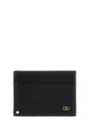 Ferragamo Black Card-holder With Micro Gancini Detail In Hammered Leather Man In Black