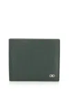 Ferragamo Micro Gancio Leather Bifold Wallet In Green