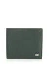 Ferragamo Micro Gancio Leather Bifold Wallet In Green