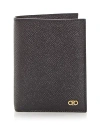 Ferragamo Double Gancio Tall Leather Wallet In Nero