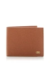 Ferragamo Brown Card Holder With Metal Gancini Detail In Hammered Leather Man In New Cognac