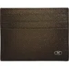 Ferragamo Micro Gancio Leather Card Case In Brown