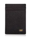 Ferragamo Micro Gancio Leather Money Clip & Card Case In Black