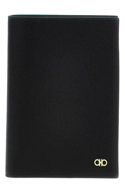 Ferragamo Gancini-plaque Leather Card Holder In Black