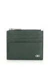 Ferragamo Micro Gancio Zip Square Card Case Wallets Green