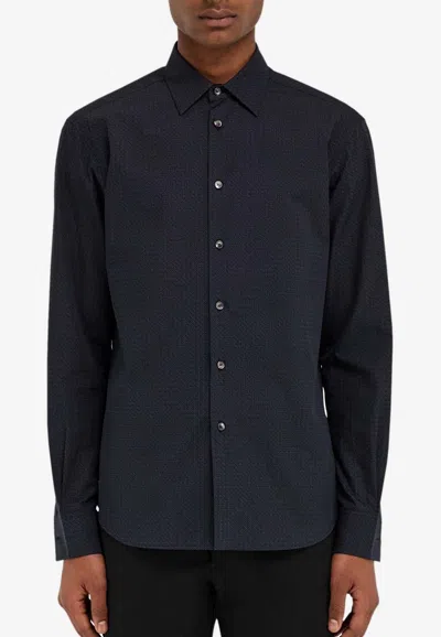 FERRAGAMO MICRO LOGO PATTERN BUTTON-UP SHIRT