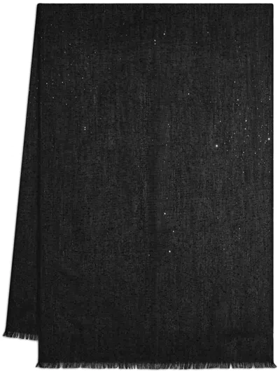 Ferragamo Micro Paillette Stole In Black