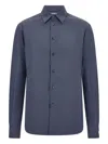 Ferragamo Micro-patterned Shirt In Blue
