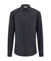 Ferragamo Textured-finish Shirt In Black/new Navy Blue