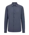 Ferragamo Micro-patterned Shirt In Blue