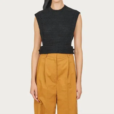 Ferragamo Micro Stitch Knitted Top In Black