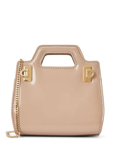 Ferragamo Micro Wanda Leather Bag In Neutrals