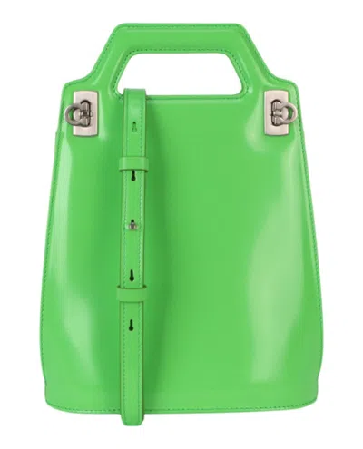 Ferragamo Micro Wanda Patent Leather Shoulder Bag In Green