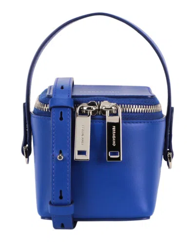 Ferragamo Micro Zip-around Shoulder Bag In Blue